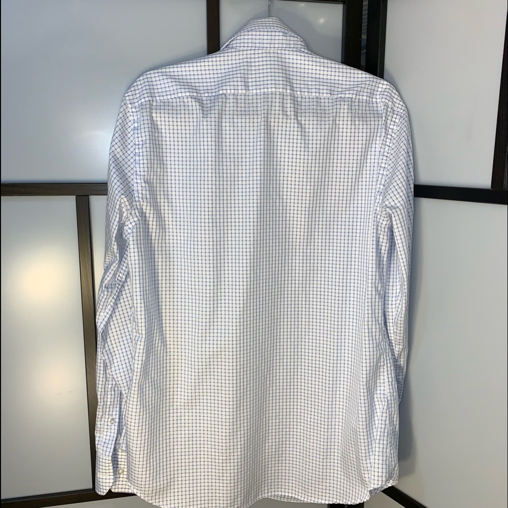 Mens Non Iron Comfort Fit Dress Shirt in Baby Blue Check Pattern - Picture 4 of 9